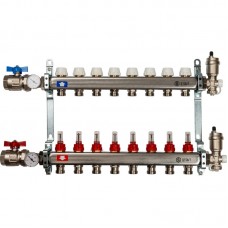 STOUT Коллектор из нержавеющей стали в сборе с расходомерами 8 вых.