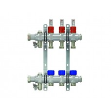 Коллекторная группа Elsen 3 отвода тёплый пол, нержавеющая сталь, c расходомерами, EMI03.03